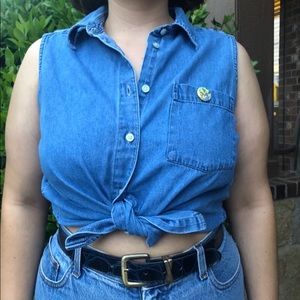 Eddie Bauer Denim Top with Simpsons Button